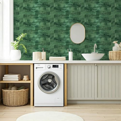 10 Sheets Dark Green PVC Subway Tiles Peel and Stick Backsplash,12''Heat Resistant Stick on Tiles for Kitchen,Waterproof Peel and Stick Wall Tiles for Bathrrom - color: Dark Green