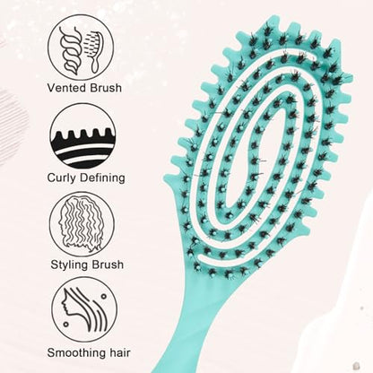 Hair Brush For Fine Hair, Curl Defining Brush For Women Soft Hair Detangler Brush (Vented Green) - color: Vented Green