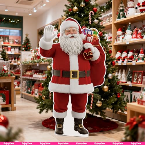 Santa Claus Christmas Life Size Cardboard Cutout Standup 1FT Xmas Standee Party Photo Prop, Indoor & Outdoor Holiday Decor, Coroplast, 1 Piece - color: Santa1, size: 1FT