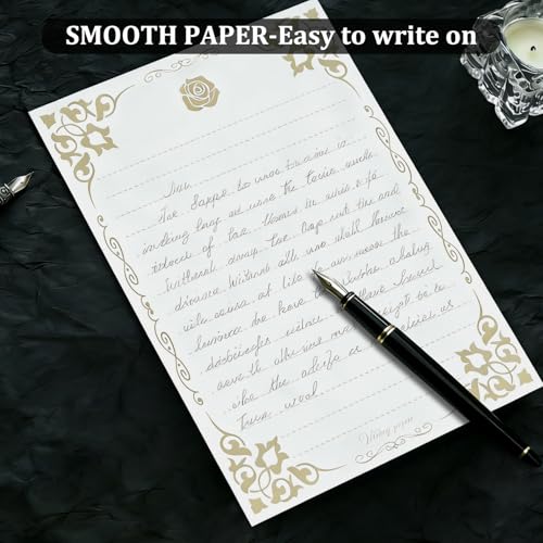 48 Pcs Stationery Set with Envelopes (24 White Kraft Paper Sheets +12 Marble Texture Envelopes+12+Wax Seal Stickers), Premium Stationery Letter Writing Paper Set for Party Invitations (Blue) - color: Blue
