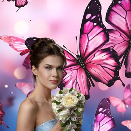 Pink Butterflies Backdrop Background for Photography 5x7ft Photobooth Professional Photo Backdrop Curtains Video Photography Studio Photo Backgrounds Banner Booth Background Screen Parties - color: Pink Butterflies