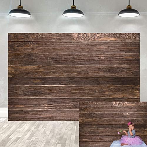 Wood Vinyl Backdrop Rustic Brown Wooden Board Wall Portrait Photography Background 8x6FT,8x6FT(Width 240cm x Height 180cm) - size: 8x6 FT