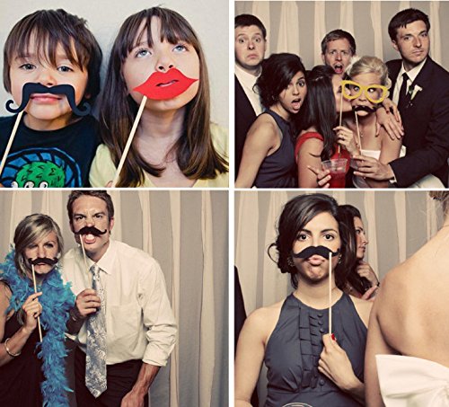 27 Pcs Valentine's Day Photo Booth Props Selfie Photobooth Props Mustache Heart Lips Eyeglasses Shape for Valentine's Day Wedding Bridal Party Supplies