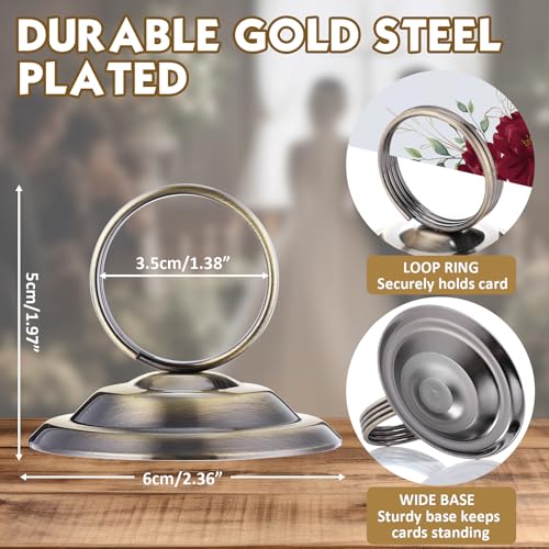 MotiMind 24 Pcs Table Number Holders-Metal Place Card Holders Table Number Stands Tabletop Sign Stands for Photos, Menu, Memo, Notes, Wedding, Restaurant, Banquet, Birthday(Bronze) - color: Bronze
