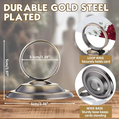 MotiMind 24 Pcs Table Number Holders-Metal Place Card Holders Table Number Stands Tabletop Sign Stands for Photos, Menu, Memo, Notes, Wedding, Restaurant, Banquet, Birthday(Bronze) - color: Bronze
