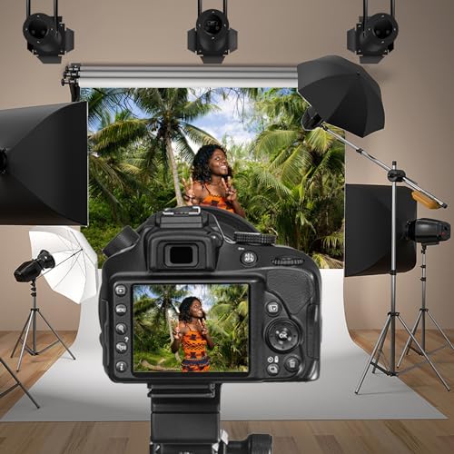 12x10ft Tropical Island Backdrops for Photography Coconut Palm Trees Background Island Wedding Backdrop Summer Theme Party Siesta Holiday Green Spring Summer Photo Studio Video Props - size: 12x10ft