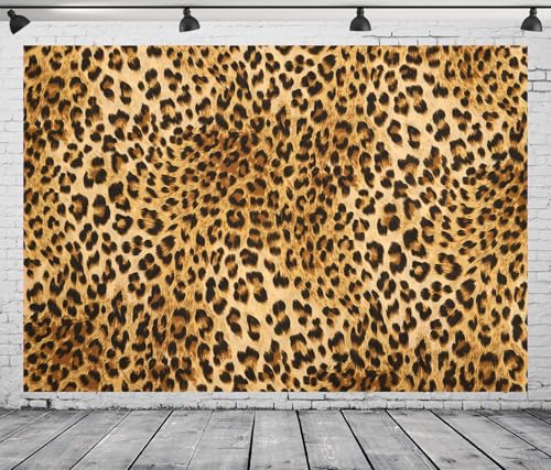 8x6FT Leopard Backdrop Golden Brown Black Spots Prints Background Lady Bachelorette Party Decorations Photoshoot Photo Props Background Vinyl - color: leopard, size: 8x6FT