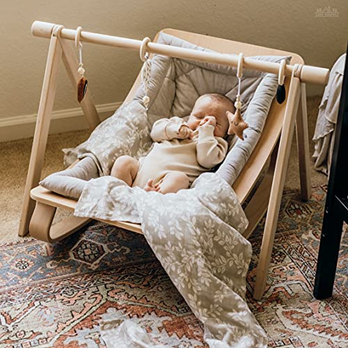 Mini Wander Swaddles for Newborns Muslin Swaddle Blankets - Breathable Soft Gender Neutral Receiving Blanket Baby Essentials | 47 x 47 Cotton - Leafy Sprig (Gray) - color: Leafy Sprig (Gray)