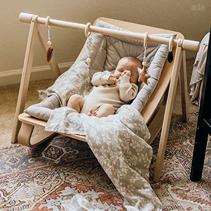 Mini Wander Swaddles for Newborns Muslin Swaddle Blankets - Breathable Soft Gender Neutral Receiving Blanket Baby Essentials | 47 x 47 Cotton - Leafy Sprig (Gray) - color: Leafy Sprig (Gray)
