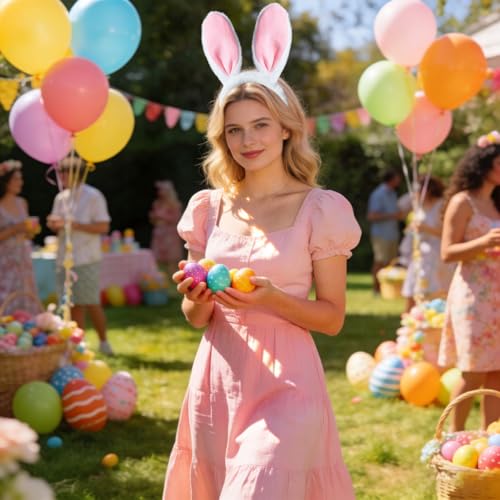 YNITSED Bunny Ears Headbands for Women Cosplay Costume Accessories - color: P
