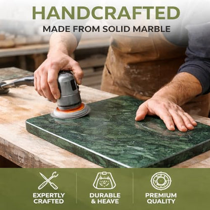 Marble Cheese and Pastry Board 16 x 12 Inch – Natural Carrara Marble Cutting Board and Serving Tray for Dough, Bread, Pizza, Charcuterie – Heavy, Non-Slip, Gift-Ready. - color: Green, size: 16"L x 12"W