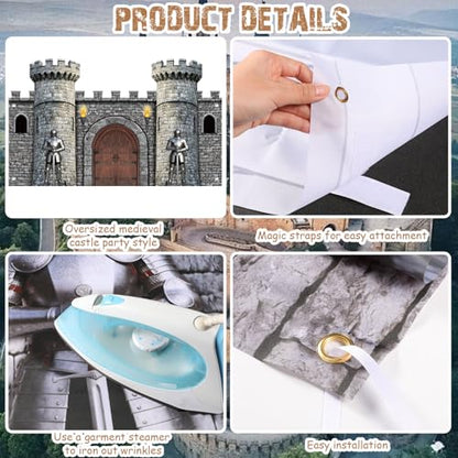 Panelee Medieval Party Decorations, Castle Backdrop Photo Prop, 10 x 6 ft Large Medieval Knight Birthday Party Decoration for Themed Birthday Supplies - style: Castle
