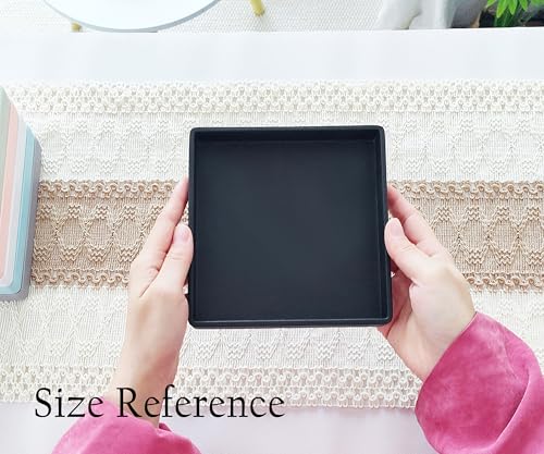 Small Square Serving Tray (5.9 inch), Durable Black Tray for Desserts & Organization, Lightweight for Coffee, Drinks, Party, Seasoning, Perfume and Display. - color: Black - 1 Tray, size: 5.9" x 5.9" x 0.8"