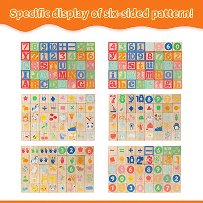 ABC Wooden Building Blocks for Toddlers 3 Large, 40 PCS Alphabet & Number Stacking Blocks with Storage Tray, Montessori Educational Learning Toys for Boys Girls Kids Gifts 1.65" - style: 40 abc blocks tray