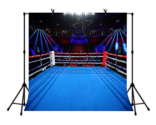 6x6ft Boxing Birthday Party Photography Backdrop Boxing Arena Sport Themed Background for Children Boy Portrait Birthday Party Decor Photo Booth Studio Props - color: Blue, size: 6x6ft