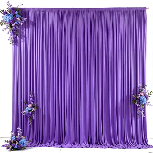 10x10ft Purple Backdrop Curtain for Wedding Parties Wrinkle Free Fabric Purple Drapes Backdrop Decoration for Baby Shower Birthday Photography Decoration 2 Panels, 5ft x 10ft - color: Purple, size: 5ft x 10ft x 2 panels