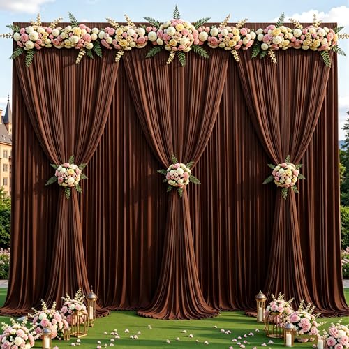 2 Panles Brown Backdrop Curtains - Wrinkle Free Fabric Backdrop Curtain for Photoshoot,10ft Wedding Party Photo Backdrop Drapes for Birthday Baby Shower Photography Stage Background Decorations - color: Brown, size: W4' x H10'(2 panels)