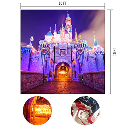 10x10Ft Fantasy Castle Night Scene Backdrop for Children Birthday Party Photo Video Studio Props BJLSME17 - size: 10x10Ft