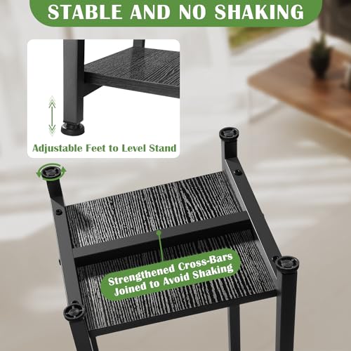 Dipion Extra Tall Plant Stand Indoor,40 Inch Plant Stands,2 Tier Metal Plant Stand with Heavy Duty Wood,Black