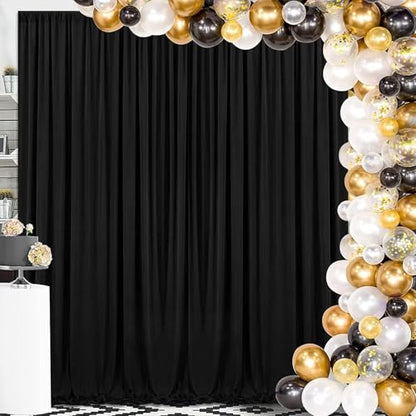 Black Backdrop Curtains for Party: Photo Polyester Drapes 4 Panels 5ft x 8ft Wedding Halloween Ceremony Background - color: Black, size: 5ft X 8ft 4 Panels