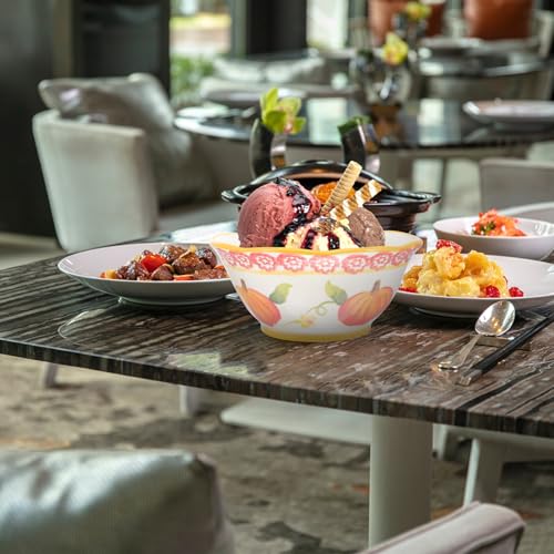 Hemobllo Ceramic Pumpkin Serving Bowl Large Embossed Halloween Thanksgiving Food Bowl Divided Salad Pasta for Household and Restaurant Use