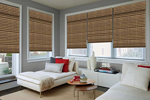 Letau No Drill No Tools Cordless Wood Window Shades Blinds, Bamboo Light Filtering Roller Shades, Color 6 - color: Color 6