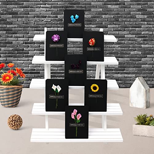 101pcs 5-Tier Wood Earring Display Stand, Retail Display Riser Earring, Ring Holder Stand, Removable Countertop Small Merchandise Display Stand with 100 Pcs Earring Card (White) - color: White