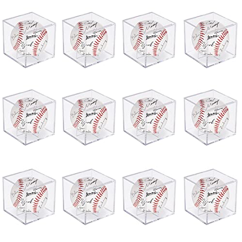 12Pack Acrylic Baseball Case for Display, UV Protected Baseball Display Cube, Autographed Baseball Clear Display Case, Baseball Display Case for Memorabilia Baseball - size: 12 PC