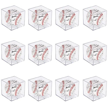 12Pack Acrylic Baseball Case for Display, UV Protected Baseball Display Cube, Autographed Baseball Clear Display Case, Baseball Display Case for Memorabilia Baseball - size: 12 PC