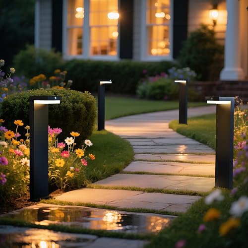 20.5" Solar Pathway Lights - Walkway Solar Lights for Outside - PIR Sensor & Two Lighting Modes - Rechargeable Battery Lasts Up to 55 Hours - 3000K - IP44 Weather Resistant - 4 Pack - size: 4 Pack Landscape Lights