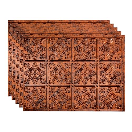 FASÄDE Traditional Style/Pattern 1 Decorative Vinyl 18in x 24in Backsplash Panel in Moonstone Copper (5 Pack) - color: Moonstone Copper, size: 5 Pack