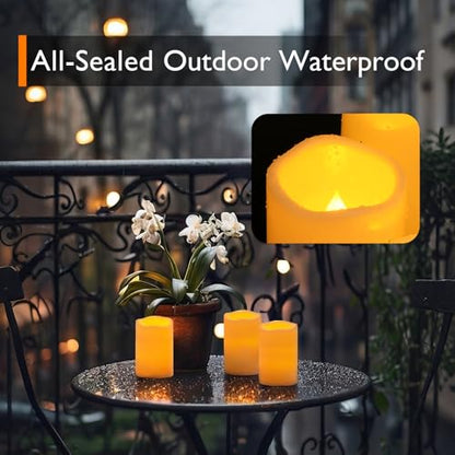 Homemory 3"x5" Flameless Candles, Outdoor Waterproof, Battery Operated LED Pillar Candles with Remote Control and Timer, Plastic, Long Lasting - size: 3"x5"5"