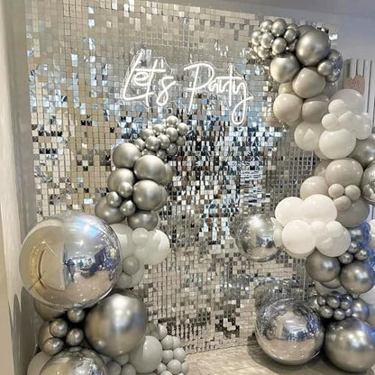 Silver Shimmer Wall Backdrop,Shiny Sequins,12Pcs Sequins Backdrop Panels, Glitter Bling Photo Background for Birthday Party Wedding Engagement Anniversary Graduation (Each 1FT², Total 12FT²) - color: Silver, size: 3 FT x 4 FT