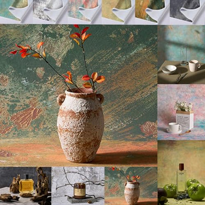 6PCS Non-Wrinkle Product Photography Backdrops: Tabletop Photo Backdrop Gradient Cloth, 31x21in Flat Lay Seamless Props for Food Jewelry Cosmetics - color: Retro Oil Painting