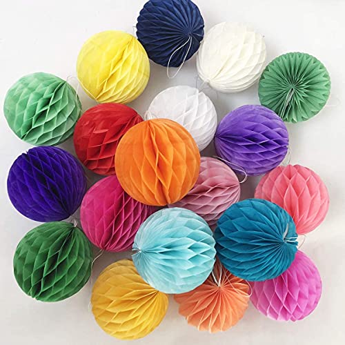 20pcs 3inch Honeycomb Decoration Paper Flower Balls Tissue Paper Pom Poms for Birthday Wedding Home Decor (3inch, Multi-Color) - color: Multi-Color, size: 3 Inch