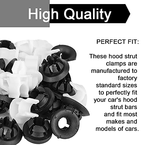 ASUBHA 30 PCS Hood Prop Rod Holder, Hood Clips, Hood Rod Clip, Car Hood Rod Grommet Clips for Most Cars Bracket Decorative Clip Compatible with 91503-SS0-003, for Most Car Automobile, Black White