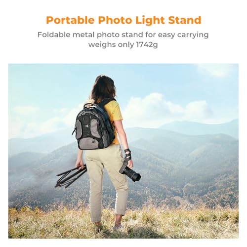 K&F CONCEPT Light Stand for Photography, 9.1ft/2.8M Portable Extendable Photo Video Tripod Stand, Heavy Duty Light Stand Lighting Tripod with 1/4" Screw for Strobe Light/Webcams/Cameras/Softbox - size: 2.8M