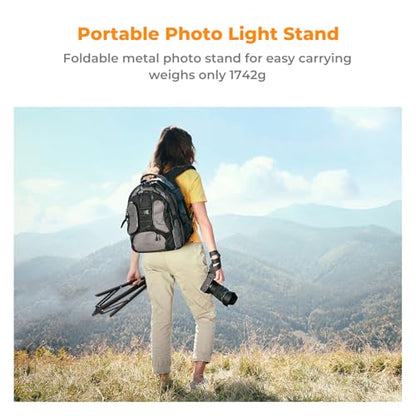 K&F CONCEPT Light Stand for Photography, 9.1ft/2.8M Portable Extendable Photo Video Tripod Stand, Heavy Duty Light Stand Lighting Tripod with 1/4" Screw for Strobe Light/Webcams/Cameras/Softbox - size: 2.8M