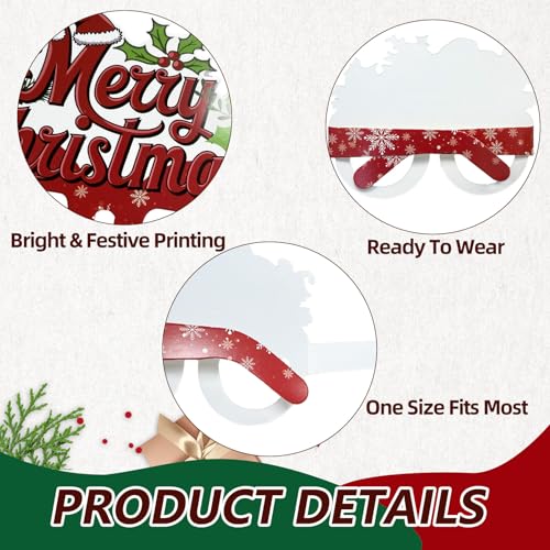 16 Pcs Christmas Paper Glasses Photo Booth Props, Funny Xmas Costume Eyewear with Santa, Snowman, Tree, Reindeer, Penguin, Wreath, and Gingerbread Designs for Adult Holiday Party Supplies
