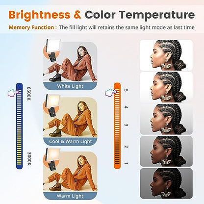 UBeesize Selfie Light with Memory Function, Rechargeable Phone Light for Pictures, iPhone, iPad, Laptop, Monitor, Clip-on Video Light with 3 Light Modes for Live Stream, TikTok, Zoom Calls, Makeup - style: Square Light-1
