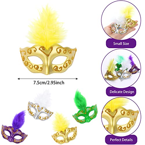 LIYDE 12PCS Mini Masks for Mardi Gras Decoration Masquerade Party Supplies Mini Decorative Masks for Decor - color: Multicolor