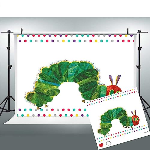 Caterpillar Theme Party Photography Backdrop, 5x3FT, Rainbow Color Insect Cartoon Kids Boy Girl Cake Table Banner Background, Photo Booth Studio Props BJMYLU384 - size: vinyl-5x3ft