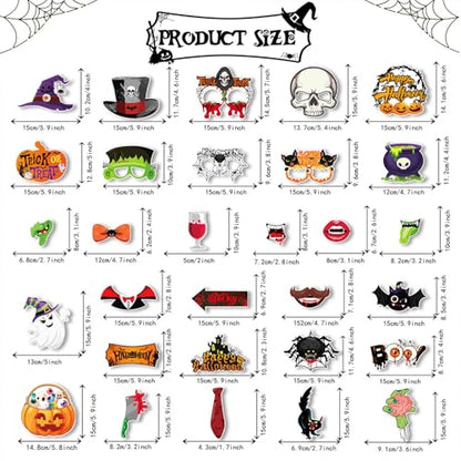 30 pcs Halloween Photo Booth Props with Jumbo Inflatable Selfie Photo Booth Frame, Funny Spooky Selfie Props for Halloween Party Decorations, Trick or Treat Party Decoration