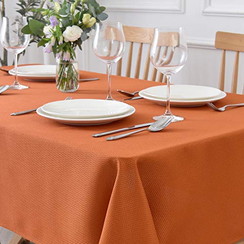 maxmill Jacquard Square Tablecloth Stain Resistant Waterproof Wrinkle Resistant Washable Soft Table Cloth, Decorative Fabric Table Cover for Dining Room, Indoor and Outdoor Use, 52 x 52 Inch, Rust - color: Nova Rust, size: 52" x 52" (Square)
