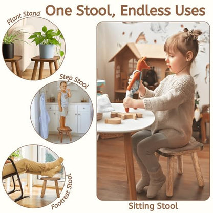Youeon 9 Inch Small Wooden Step Stool, Non-Slip One Step Stool for Adults, Holds up to 300 Lbs, Portable & Sturdy, Footstool for Bedroom, Bathroom, Kitchen, Easy to Assemble - size: 9.3"l X 9.3"w X 9.3"h