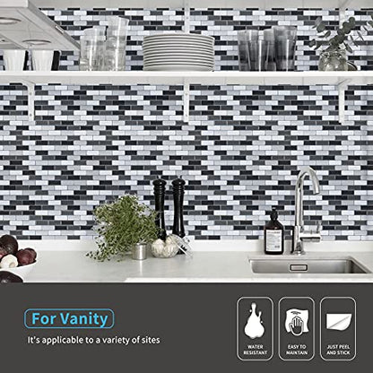 Art3d Peel and Stick Wall Tile for Kitchen/Bathroom Backsplash, 12"x12", Black-White (6 Pack) - color: Black/White-2