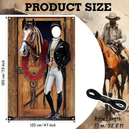 Tudomro Horse Racing Photo Props Background 6 x 4 ft Derby Party Decorations Run for The Roses Photography Banner Roses Horse Race Photo for Rose Race Party Supplies Equestrian Racetrack Props - style: Horse Racing
