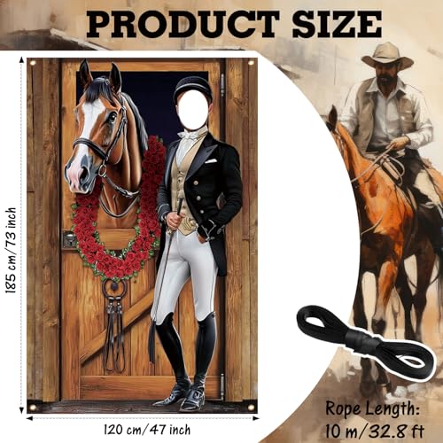 Tudomro Horse Racing Photo Props Background 6 x 4 ft Derby Party Decorations Run for The Roses Photography Banner Roses Horse Race Photo for Rose Race Party Supplies Equestrian Racetrack Props - style: Horse Racing