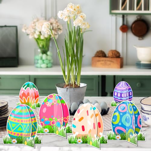 12 Pack Easter Bunny Egg Centerpieces - Happy Easter Table Decorations, Easter Day Birthday Anniversary Party Supplies, Premium Honeycomb Decor