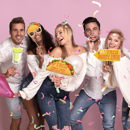 Taco Party Photo Booth Props Cinco De Mayo Birthday Photoshoot Mexican Fiesta Party Photography Props Favor Centerpiece Sticks Decorations 15 PCS